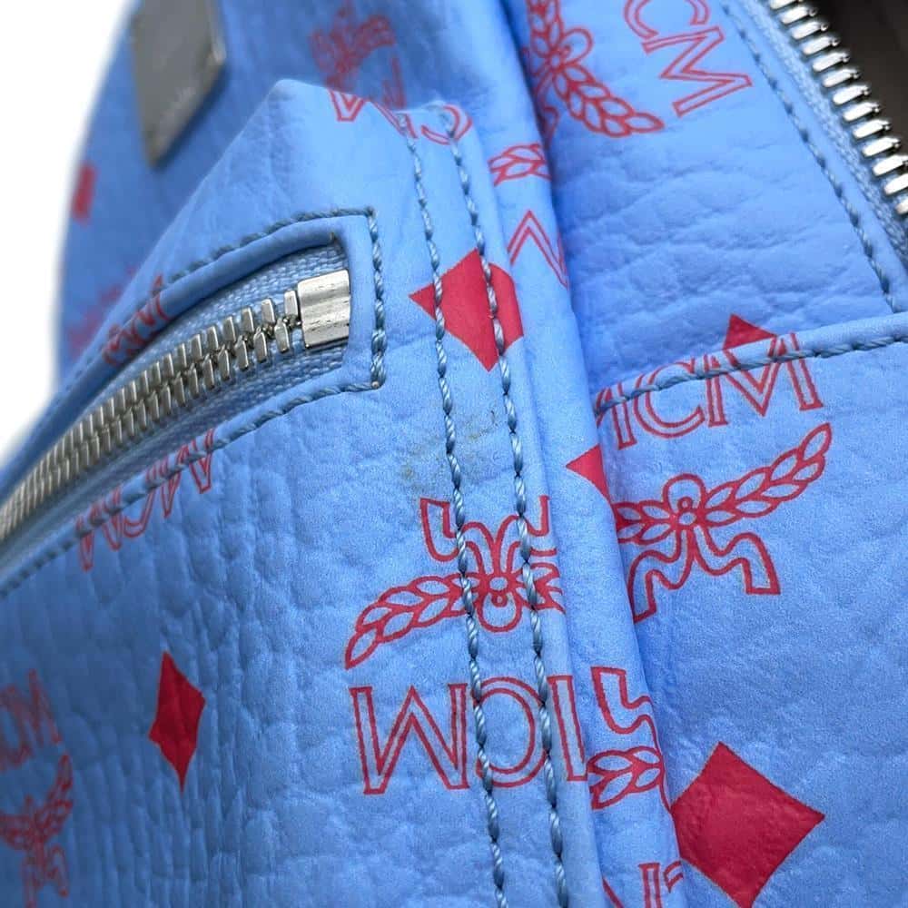 MCM Visetos Mini Backpack Blue/Red Leather