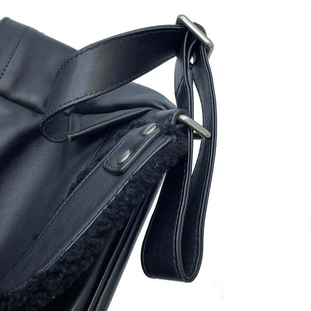 MCM Logo Backpack Black/White Mouton Leather