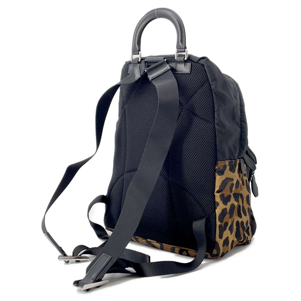 PRADA Leopard Backpack Black/Brown1BZ001 Nylon