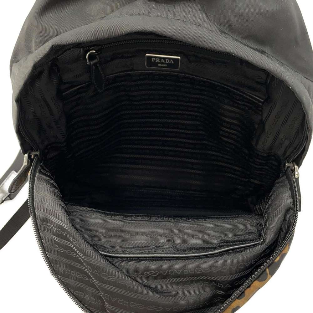 PRADA Leopard Backpack Black/Brown1BZ001 Nylon