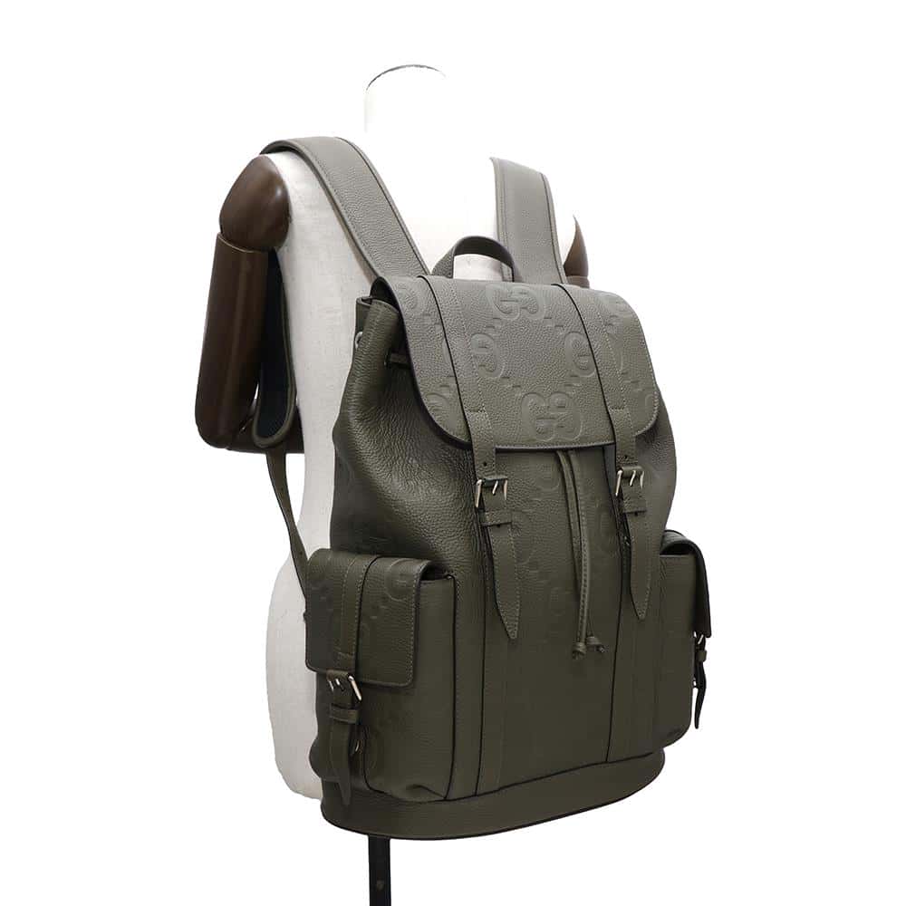 GUCCI Jumbo GG Backpack Khaki625770 Leather