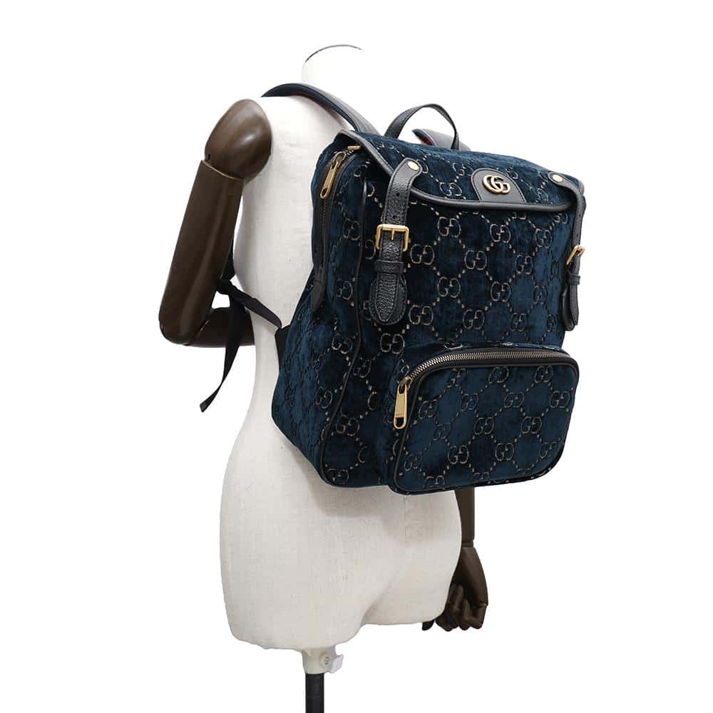 GUCCI GGVelvet Backpack Blue574942 Velvet Size Small