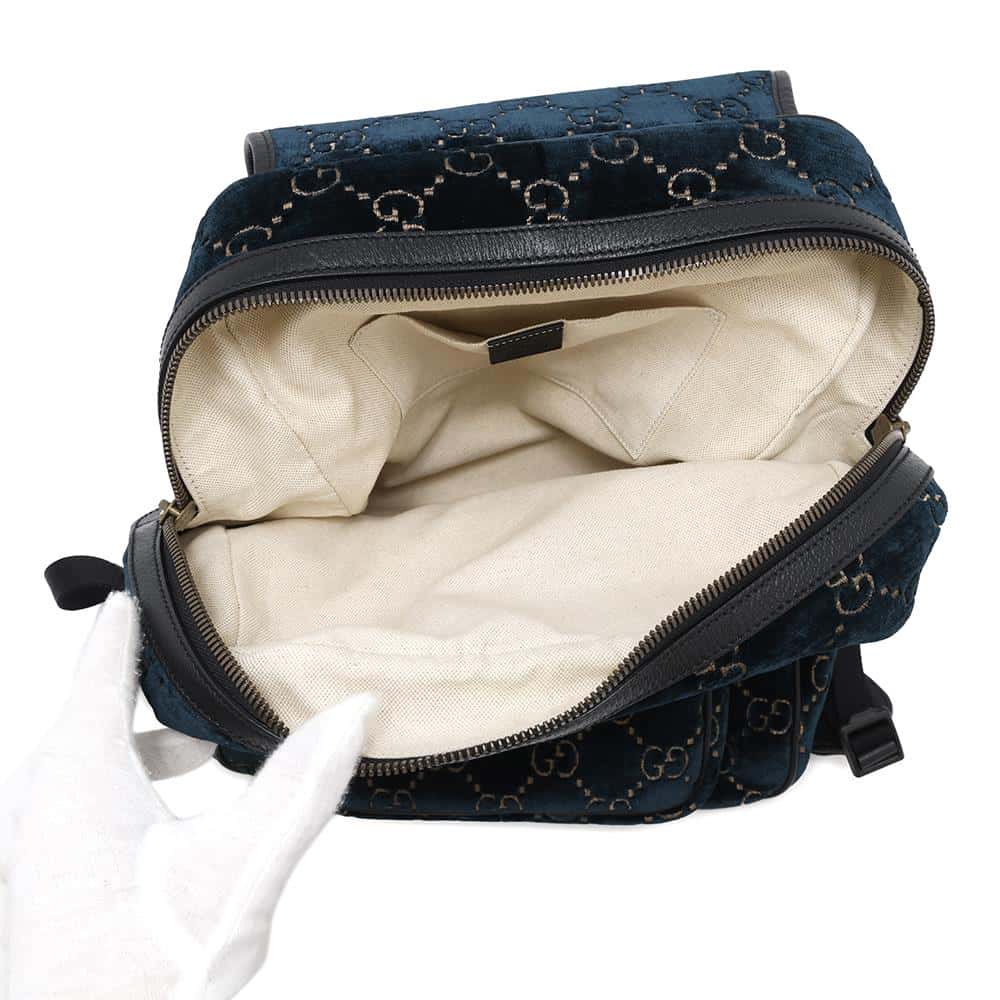 GUCCI GGVelvet Backpack Blue574942 Velvet Size Small