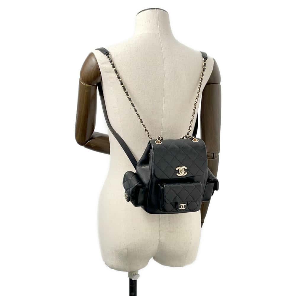 CHANEL Matelasse Backpack CC Logo Pocket BlackAS4399 Caviar Leather
