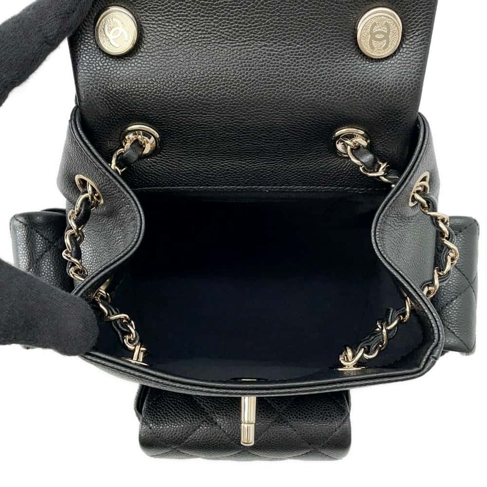 CHANEL Matelasse Backpack CC Logo Pocket BlackAS4399 Caviar Leather