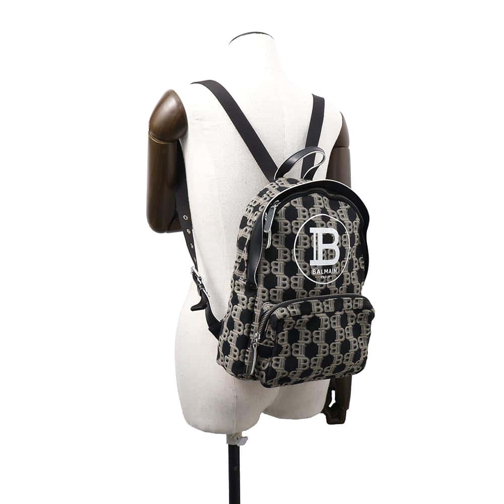 Balmain Backpack Brown Canvas