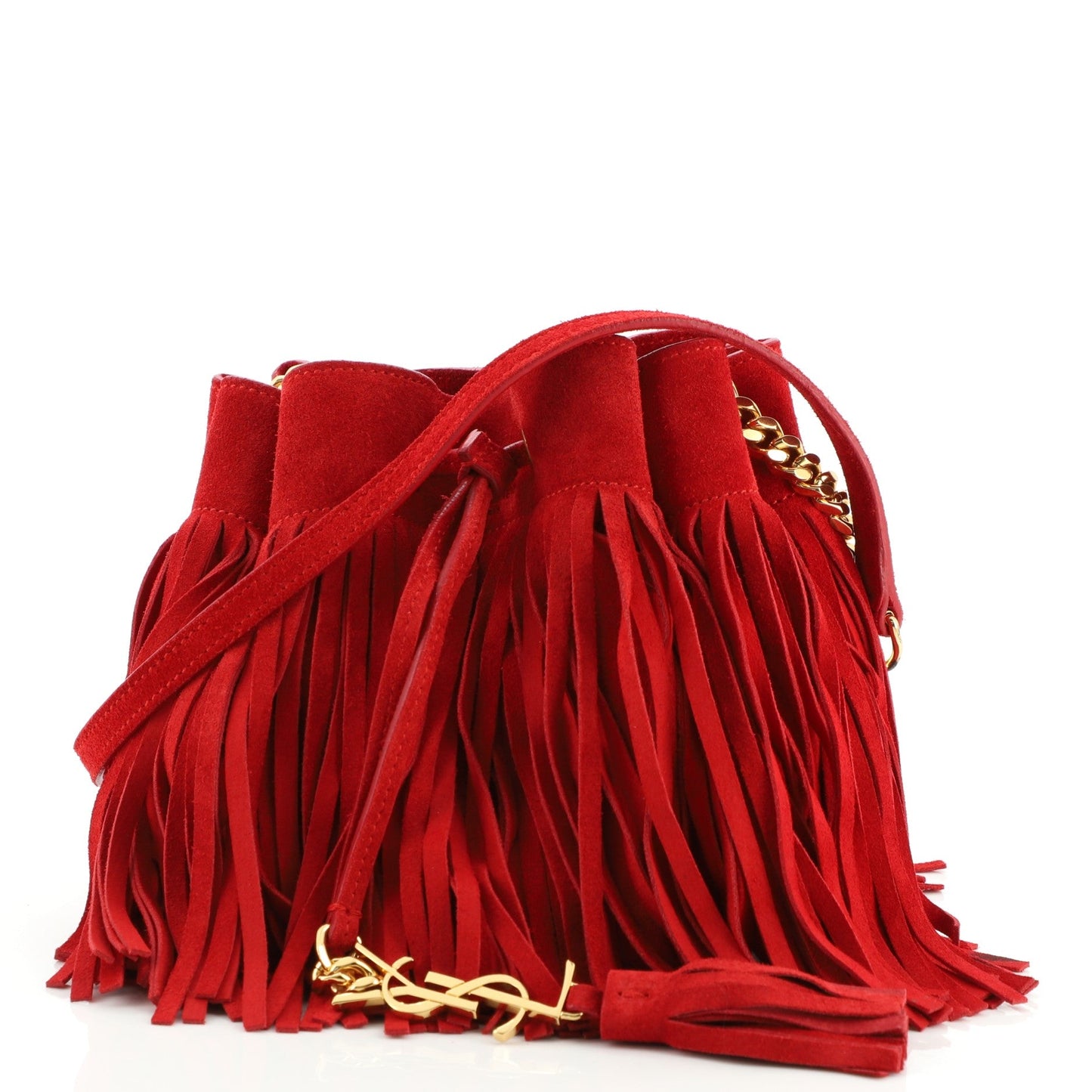 Fringe Monogram Bourse Bucket Bag Suede Mini