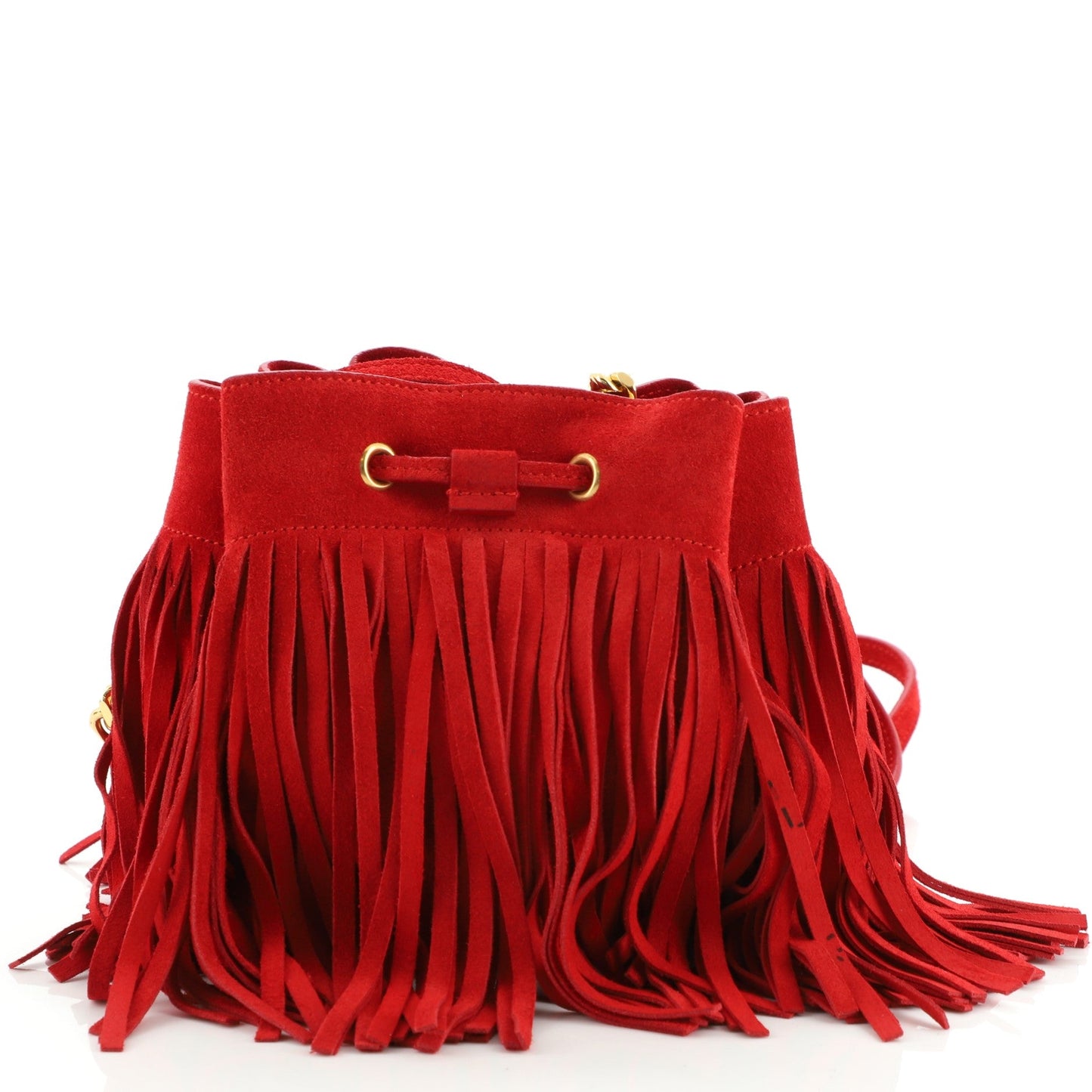 Fringe Monogram Bourse Bucket Bag Suede Mini