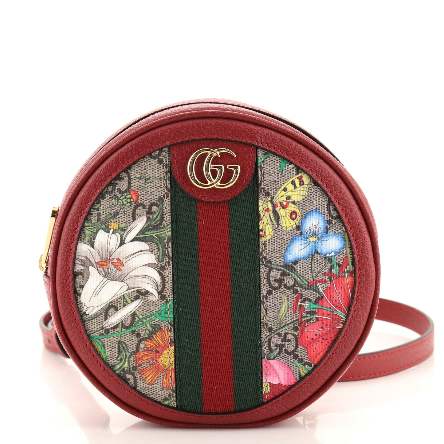 Ophidia Round Backpack Flora GG Coated Canvas Mini
