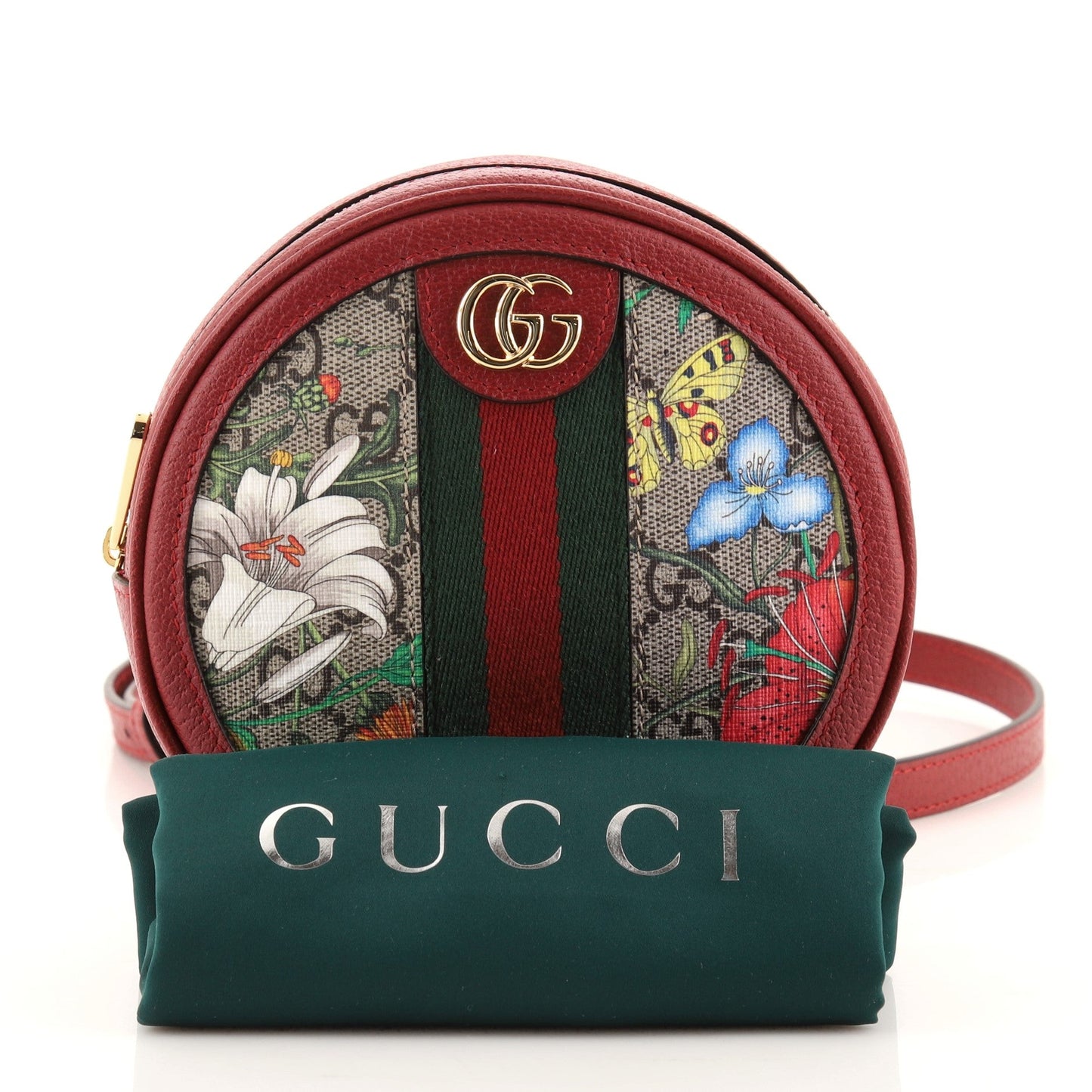 Ophidia Round Backpack Flora GG Coated Canvas Mini