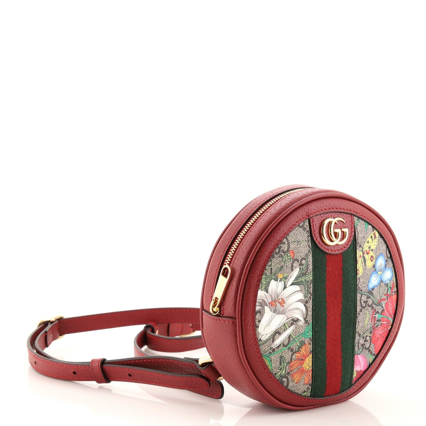 Ophidia Round Backpack Flora GG Coated Canvas Mini