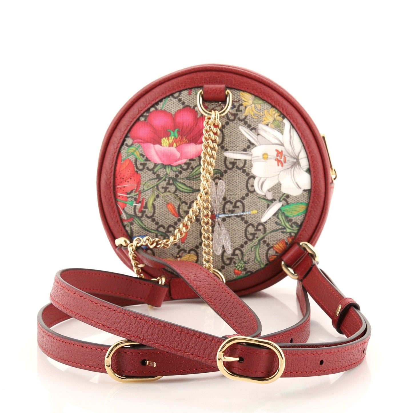 Ophidia Round Backpack Flora GG Coated Canvas Mini