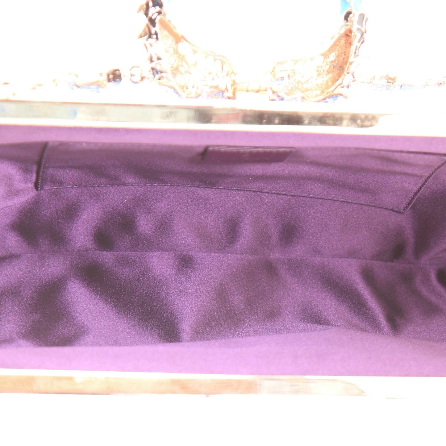 Fringe Jeweled Dragon Chain Clutch Crystal Embellished Satin