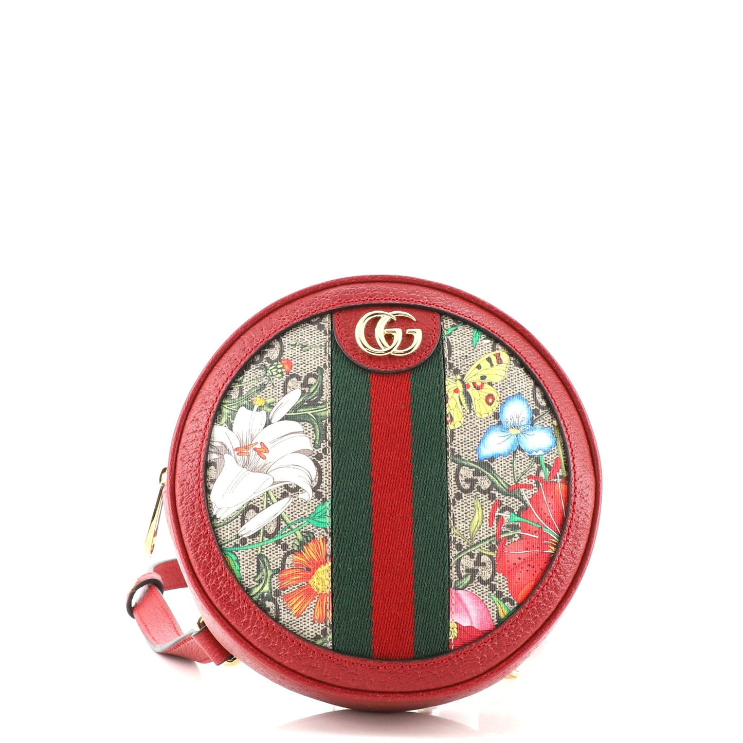 Ophidia Round Backpack Flora GG Coated Canvas Mini