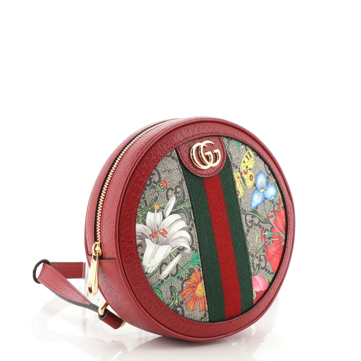 Ophidia Round Backpack Flora GG Coated Canvas Mini