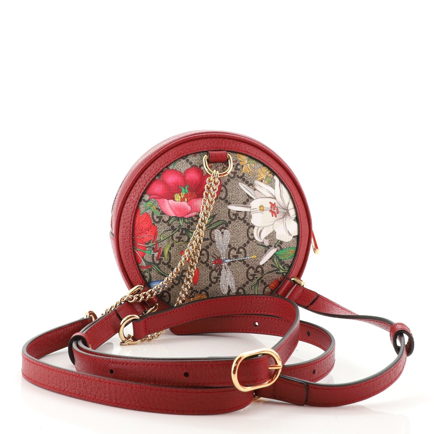 Ophidia Round Backpack Flora GG Coated Canvas Mini
