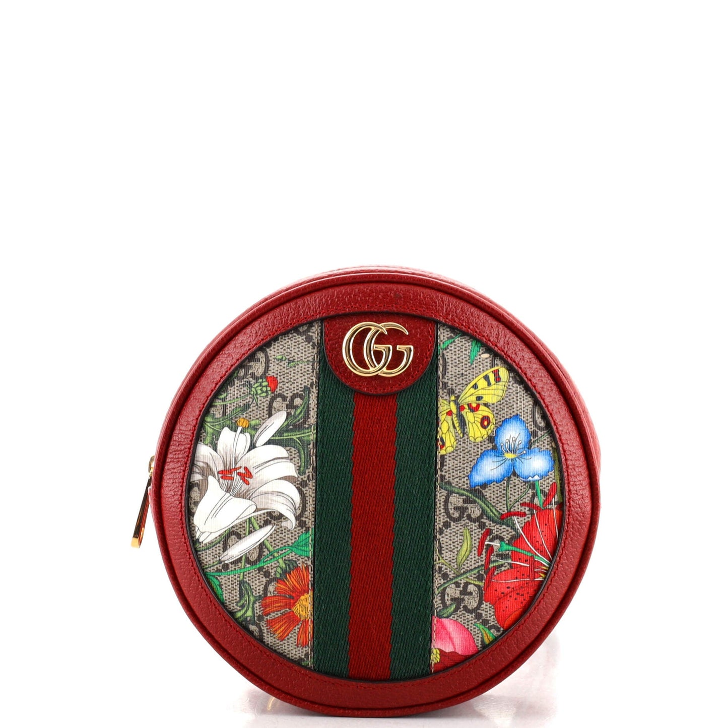 Ophidia Round Backpack Flora GG Coated Canvas Mini