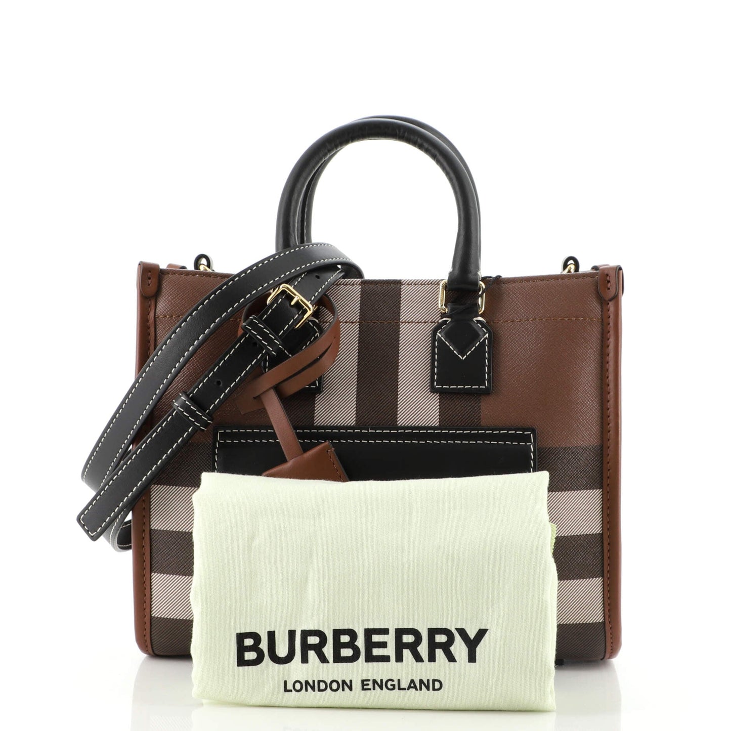 Freya Shopping Tote Check Canvas with Leather Mini