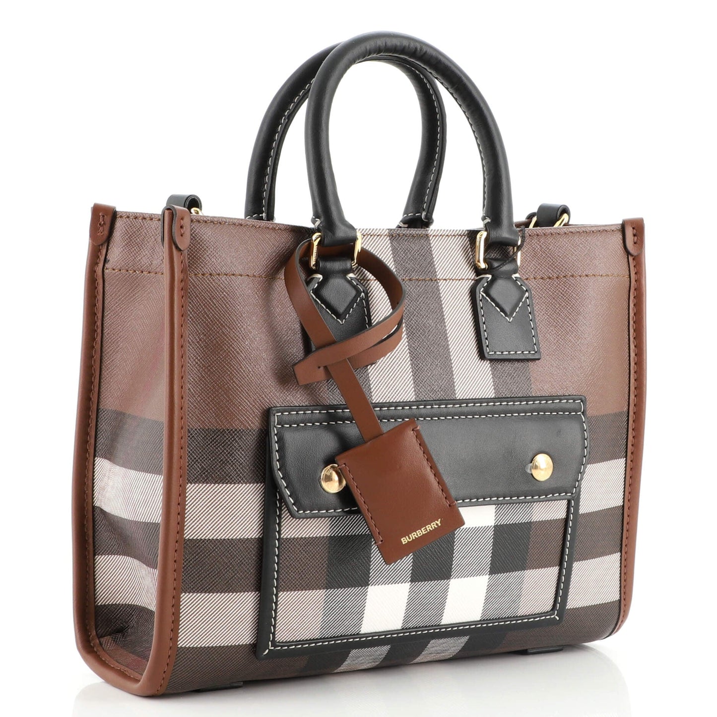 Freya Shopping Tote Check Canvas with Leather Mini