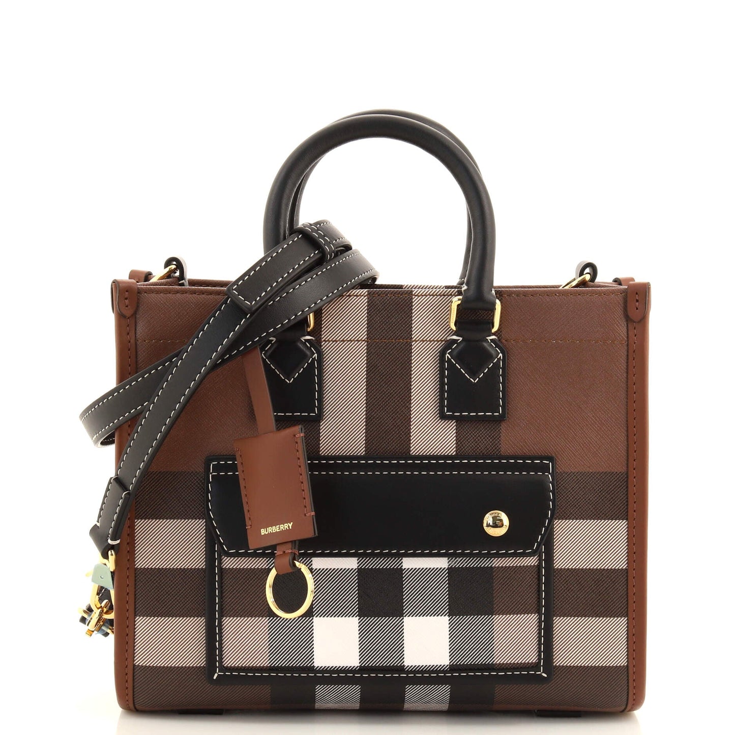 Freya Shopping Tote Check Canvas with Leather Mini