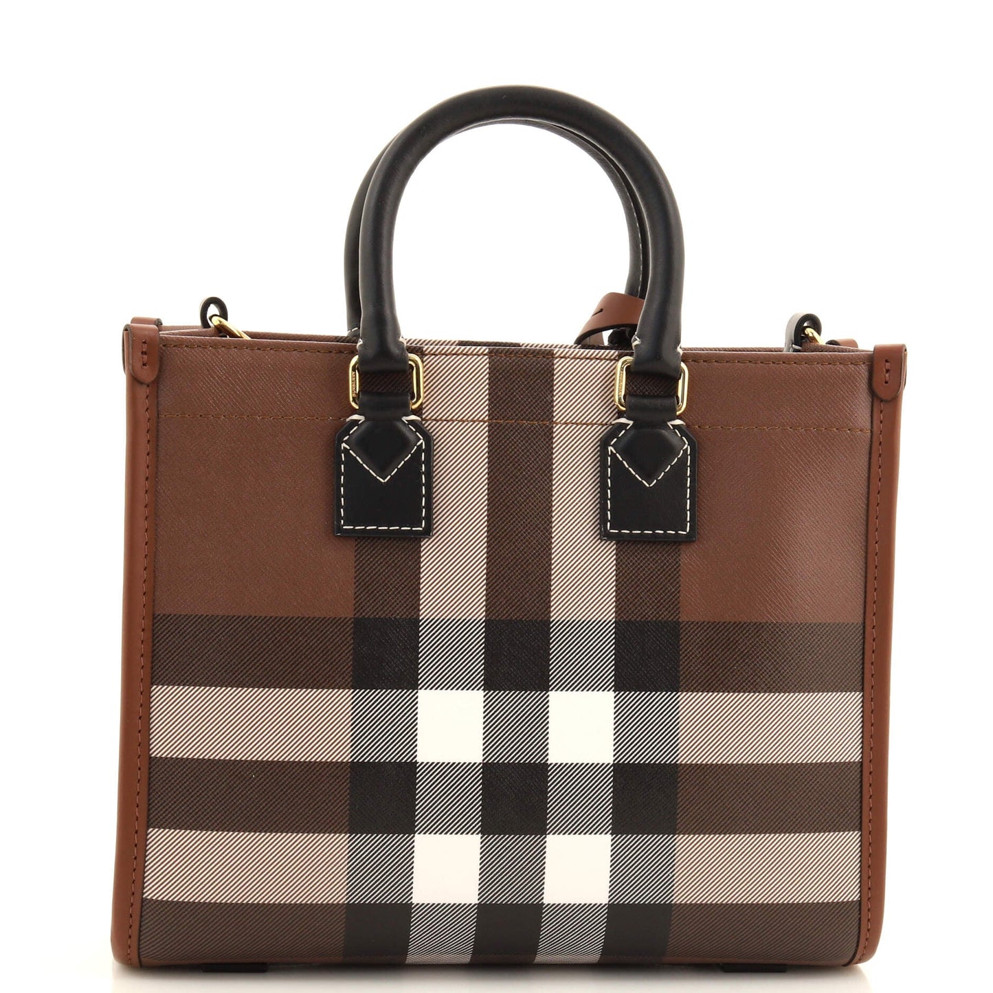 Freya Shopping Tote Check Canvas with Leather Mini