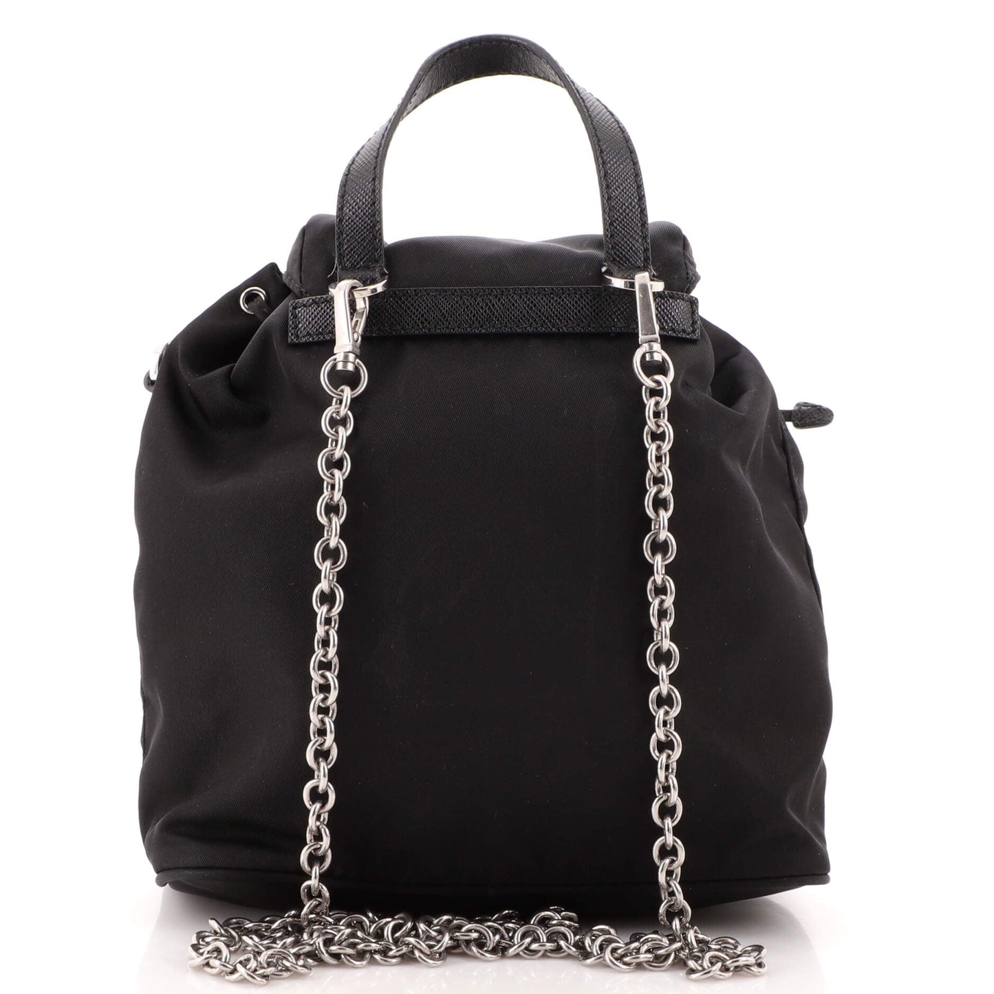 Double Pocket Backpack Chain Shoulder Bag Re-Nylon Mini