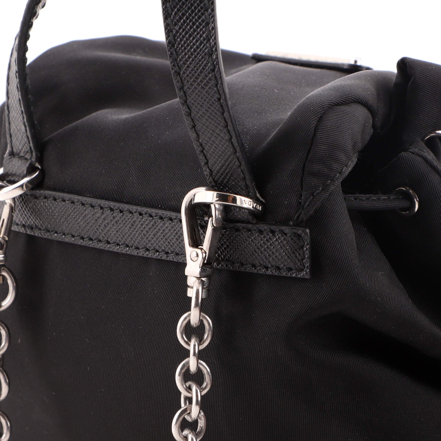 Double Pocket Backpack Chain Shoulder Bag Re-Nylon Mini