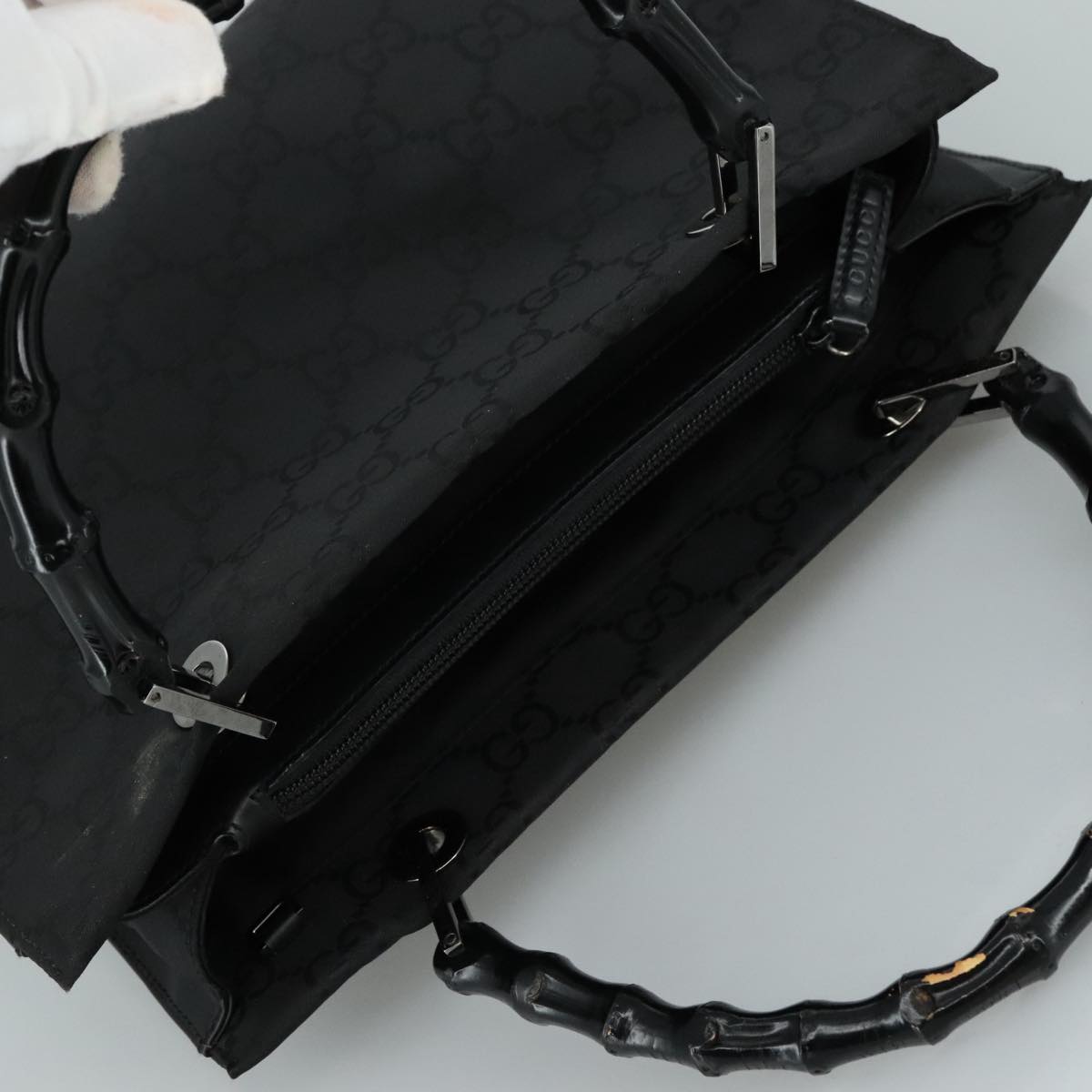 Gucci Bamboo Black Canvas Bag