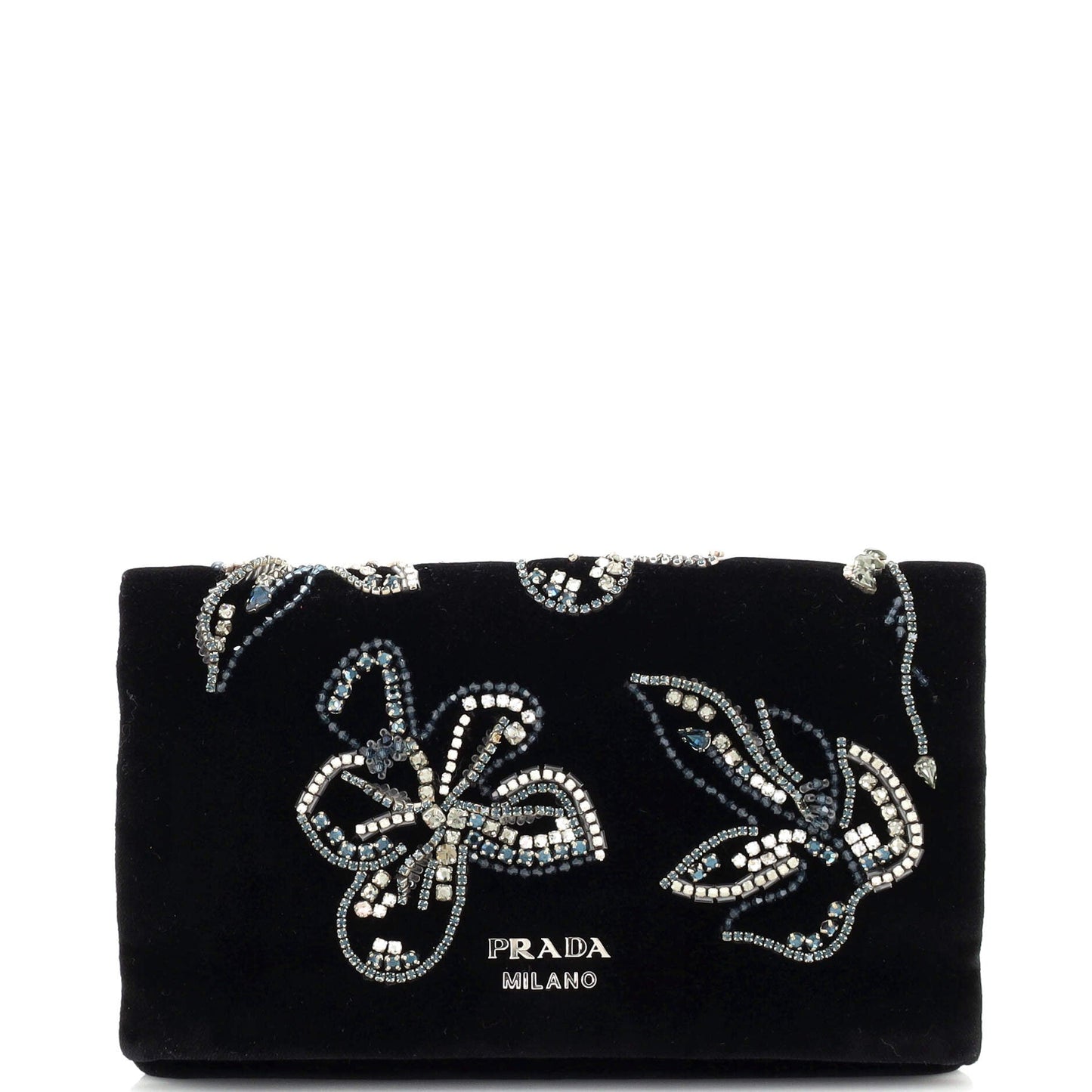 Folded Clutch Crystal Embellished Velvet