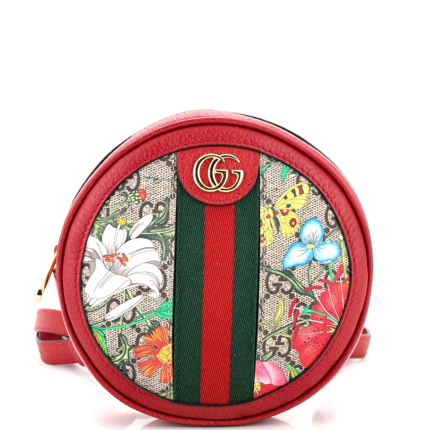 Ophidia Round Backpack Flora GG Coated Canvas Mini