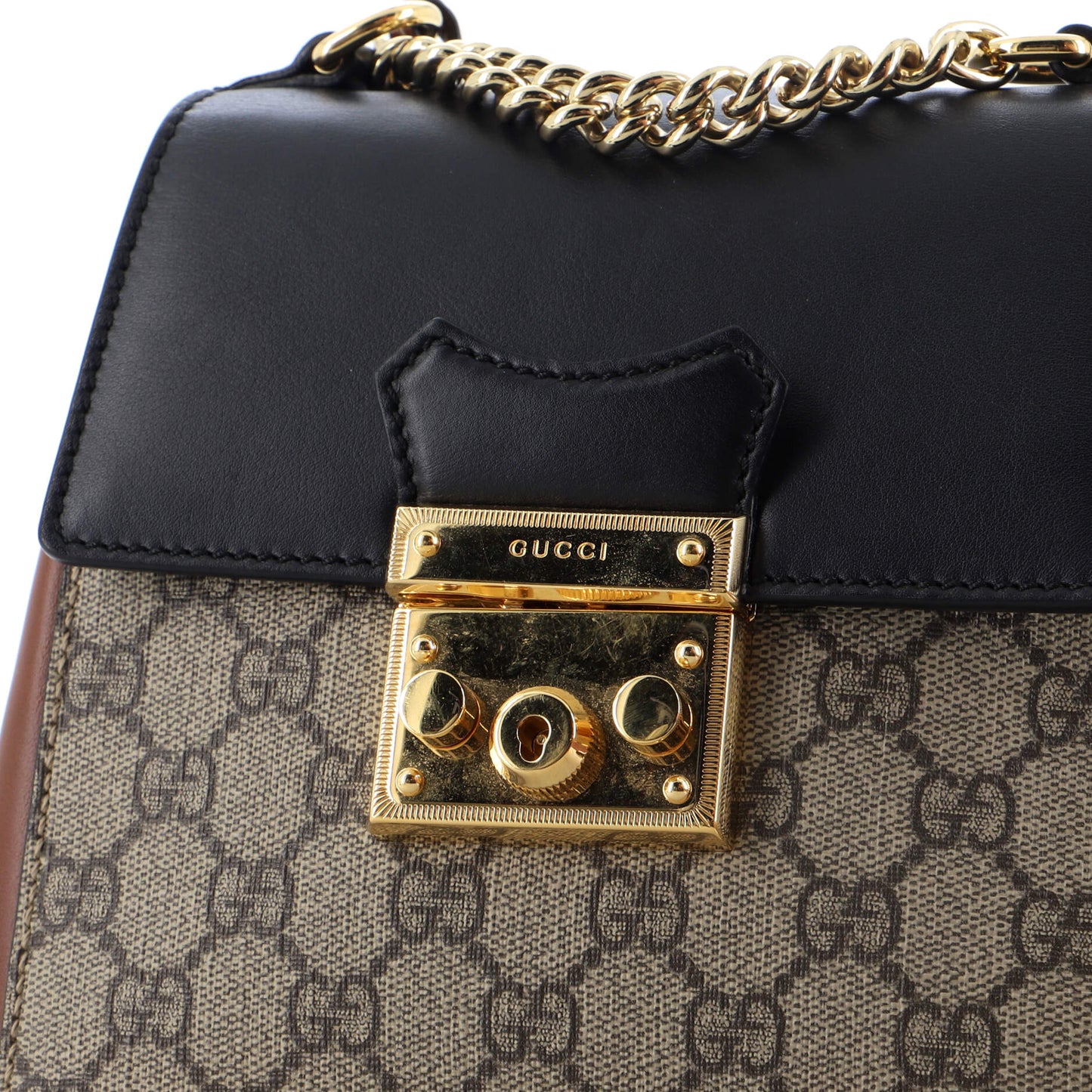 Padlock Backpack GG Coated Canvas and Leather Mini