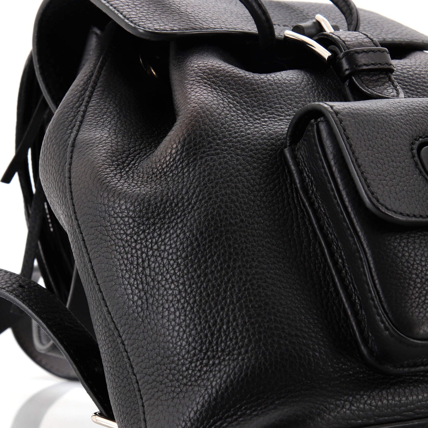Bamboo Tassel Backpack Leather Mini