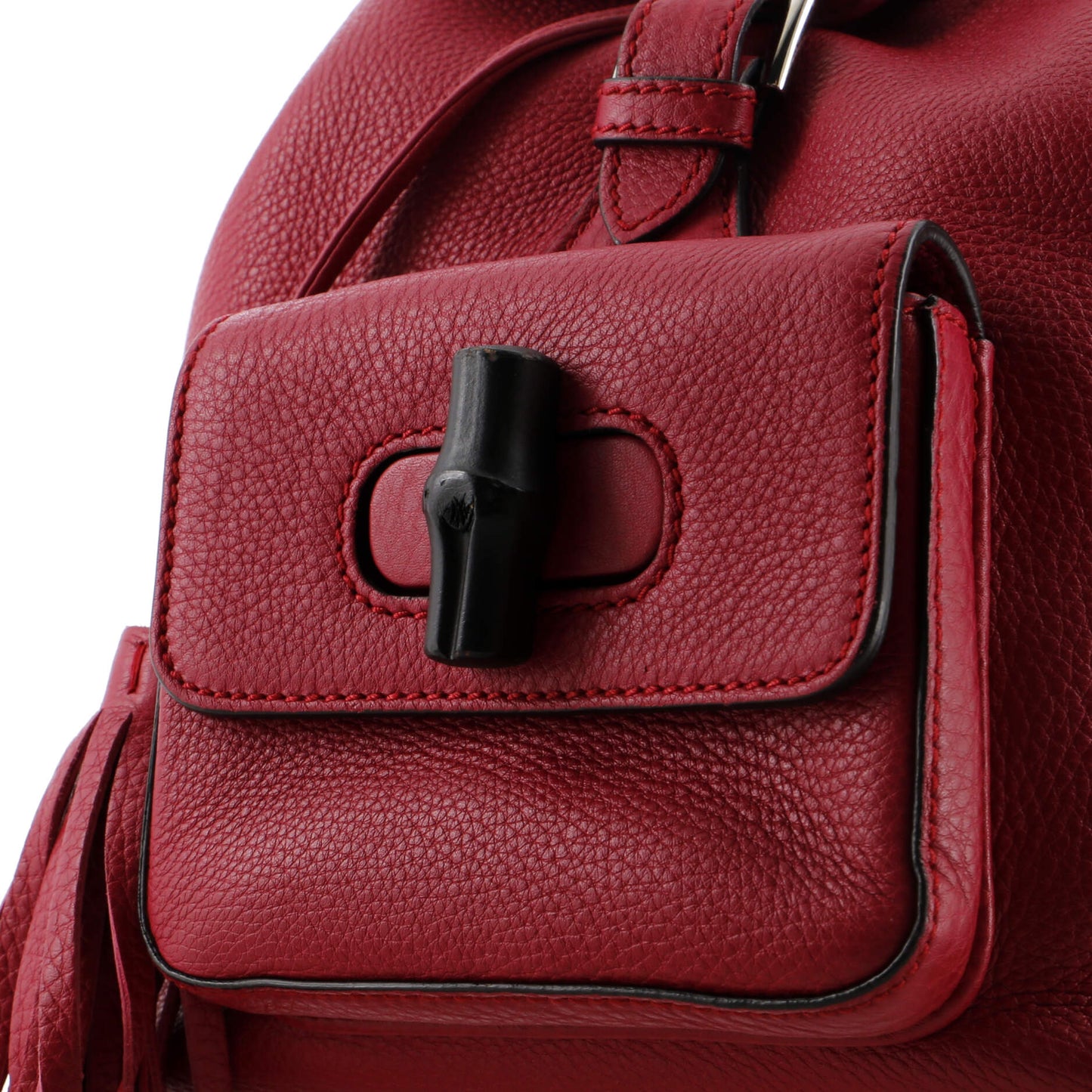 Bamboo Tassel Backpack Leather Mini