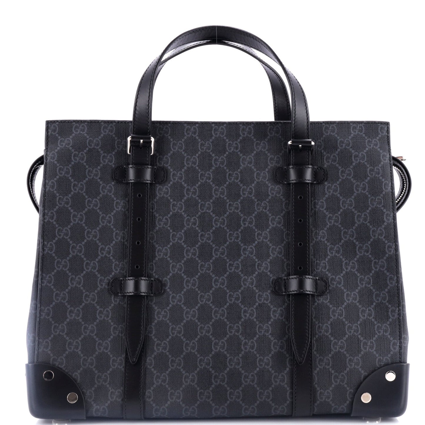 Buckle Travel Tote GG Coated Canvas with Leather Large