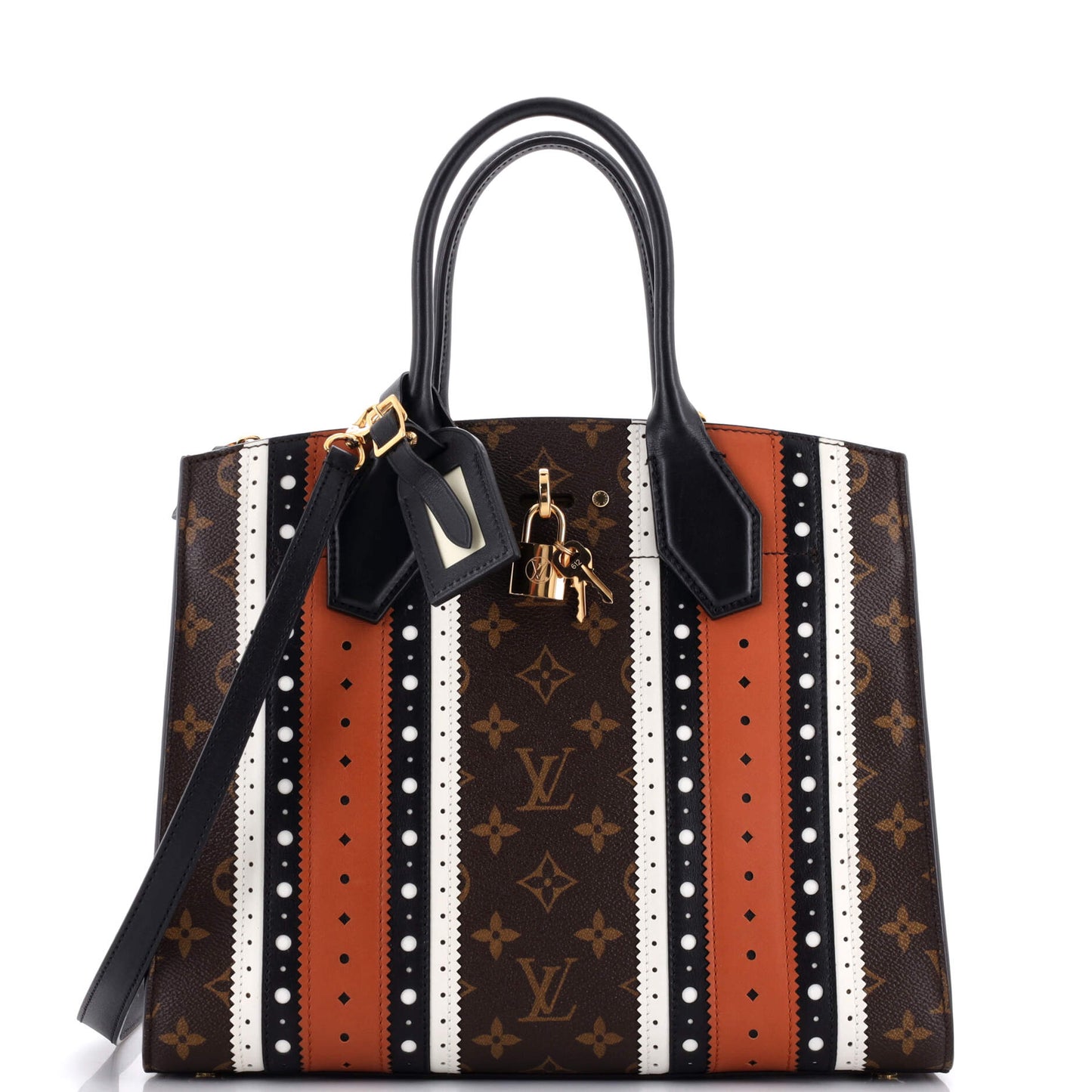 City Steamer Handbag Limited Edition Brogue Monogram Canvas and Leather MM