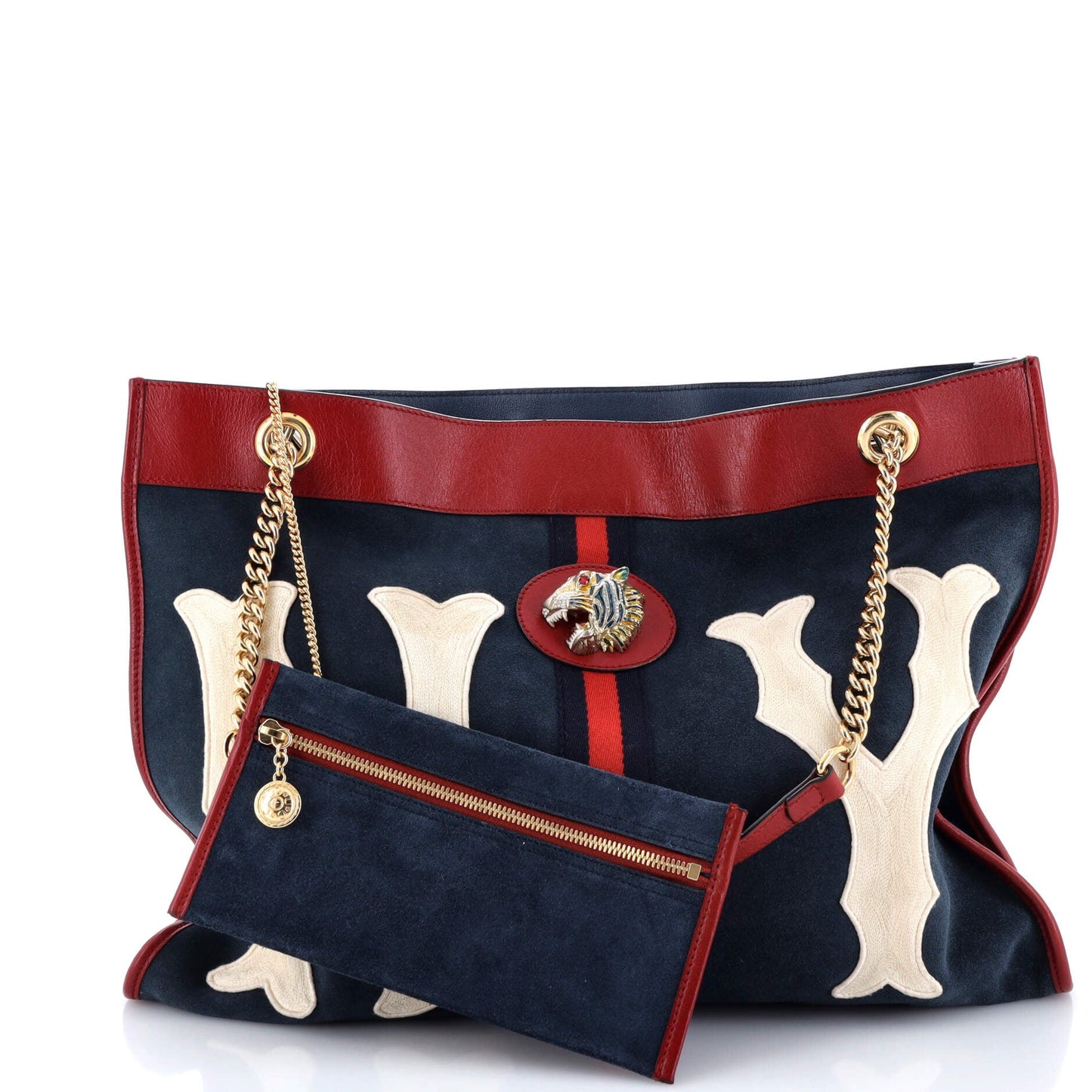 Rajah Chain Tote Suede with Applique Large