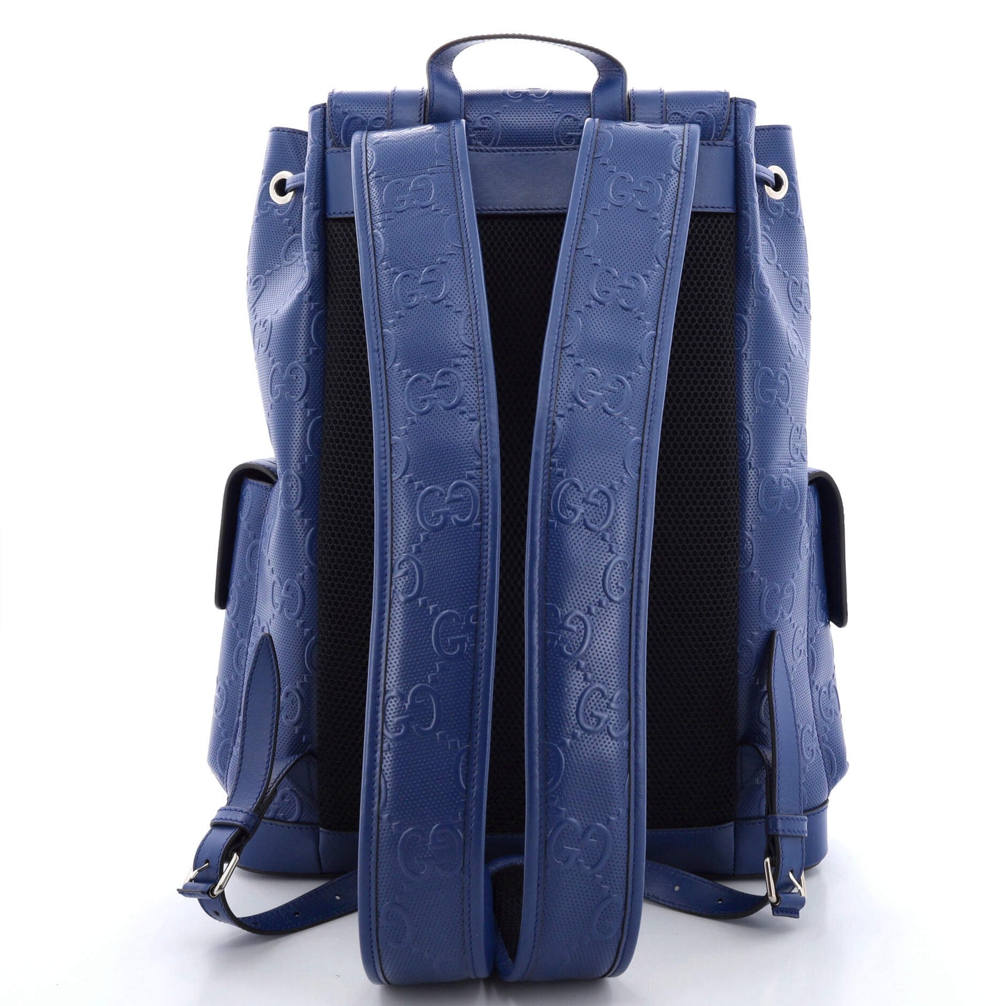 Double Buckle Backpack GG Embossed Perforated Leather Large