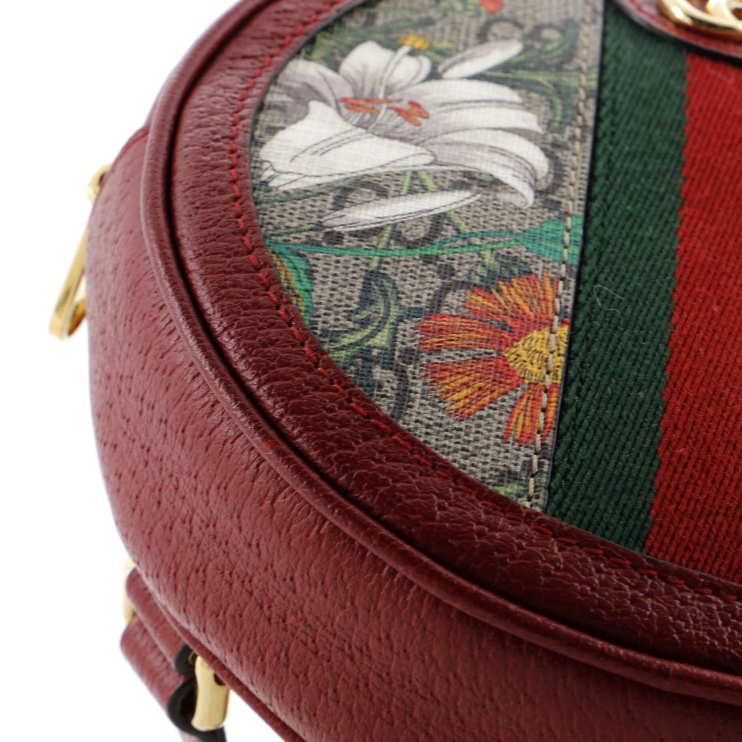 Ophidia Round Backpack Flora GG Coated Canvas Mini