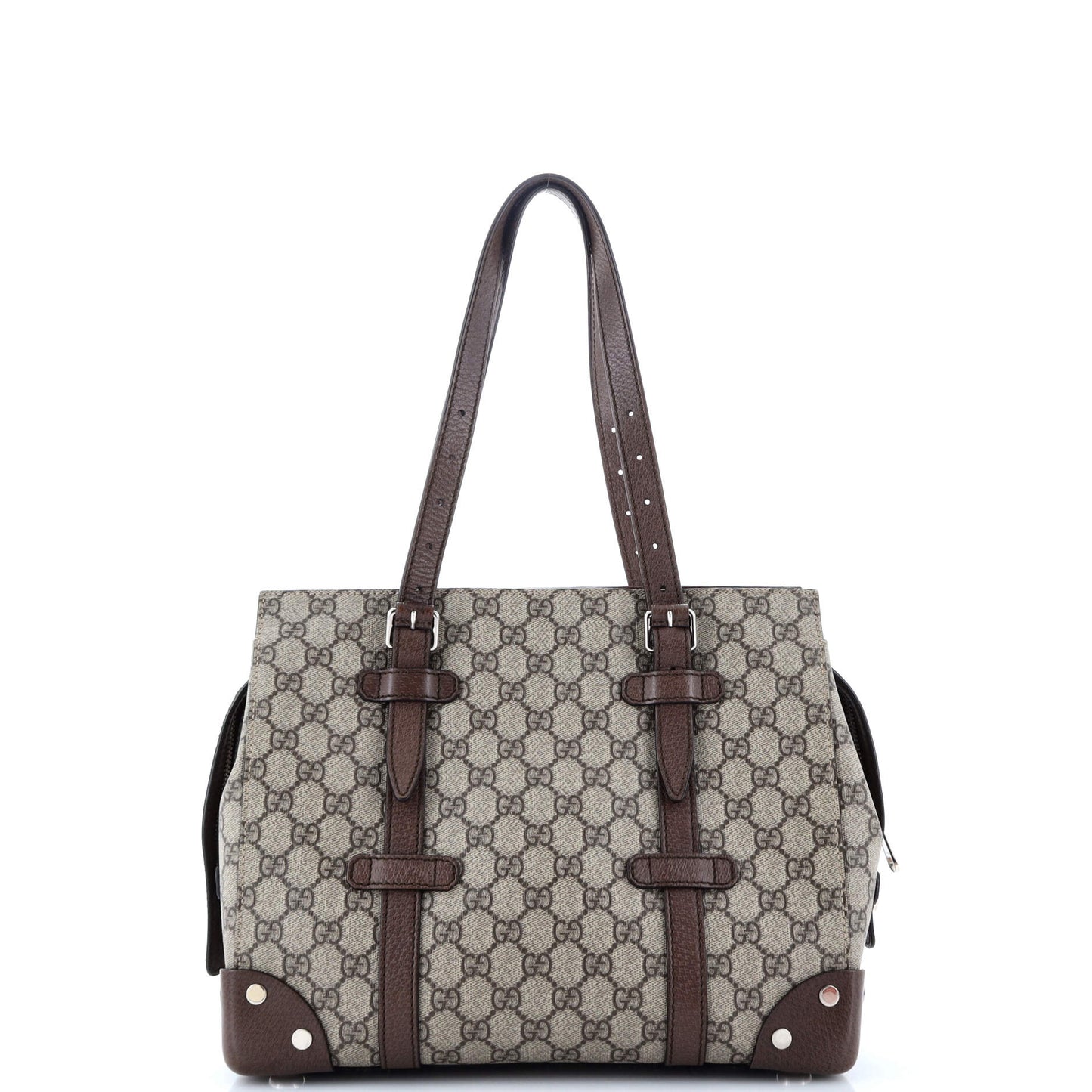 Buckle Travel Tote GG Coated Canvas with Leather Medium