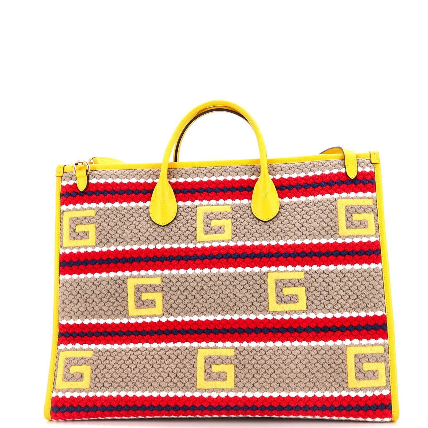 Getaways Convertible Open Tote Embroidered Woven Fabric Large