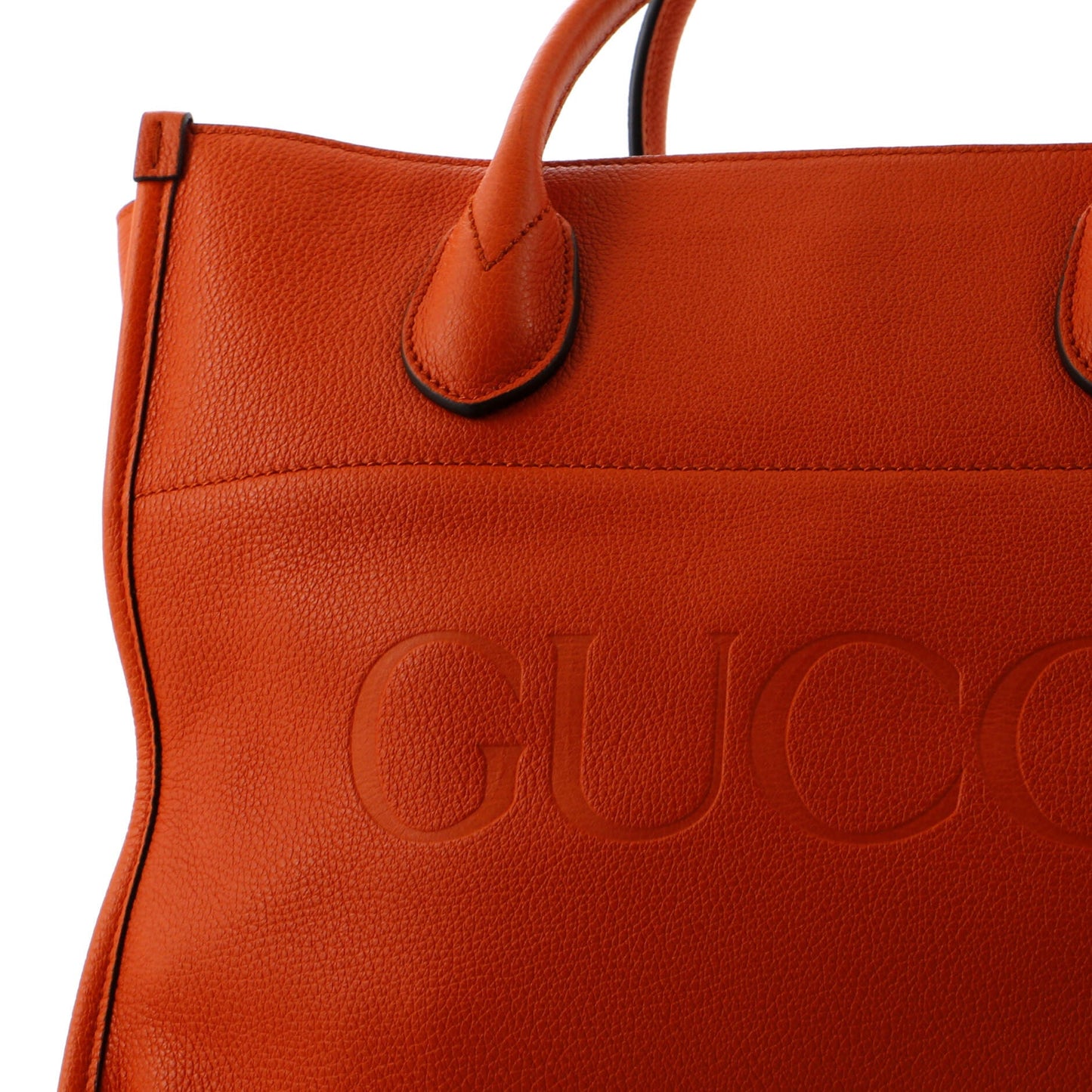 Logo Tote Embossed Leather Small