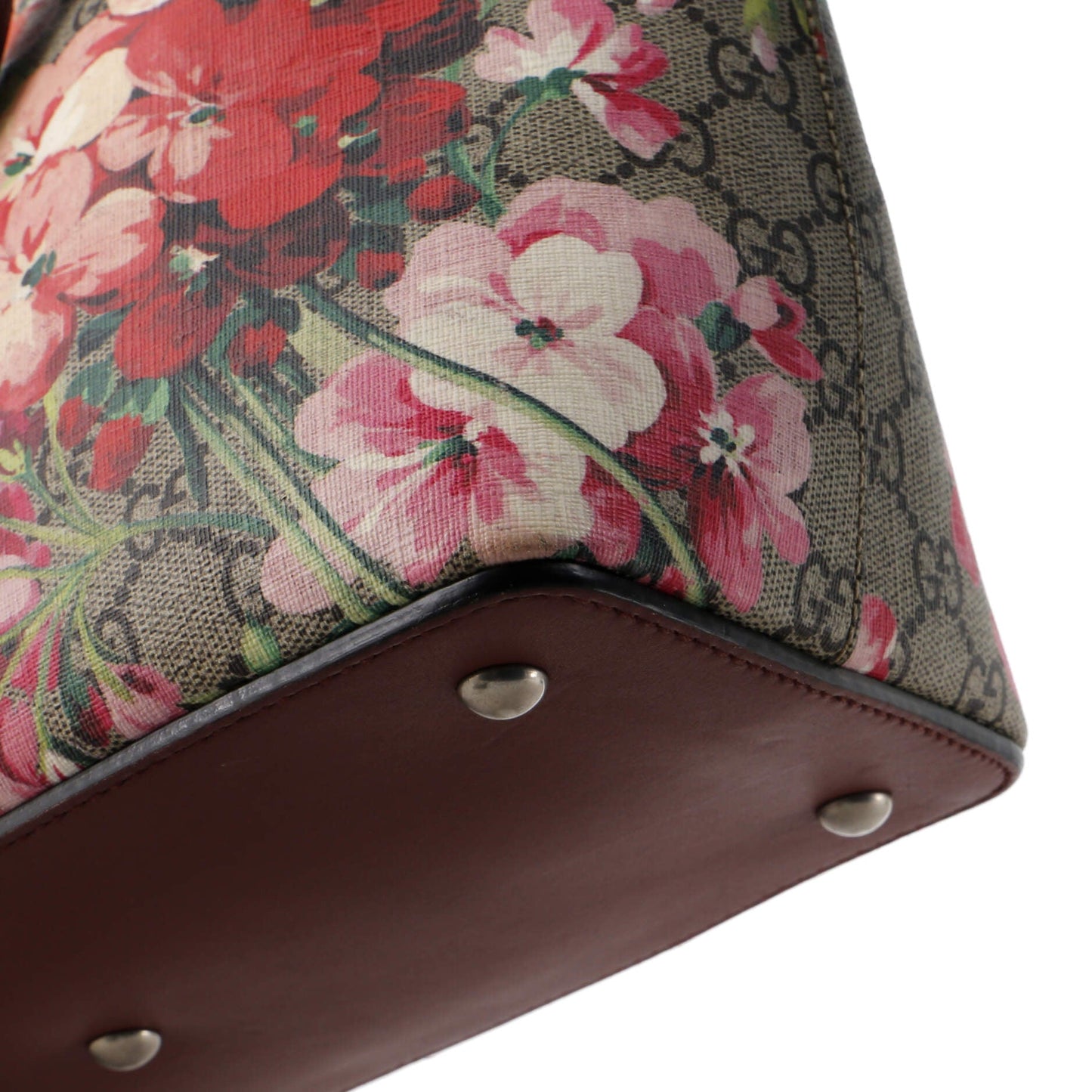 Signature Fold Over Tote Blooms Print GG Coated Canvas Medium