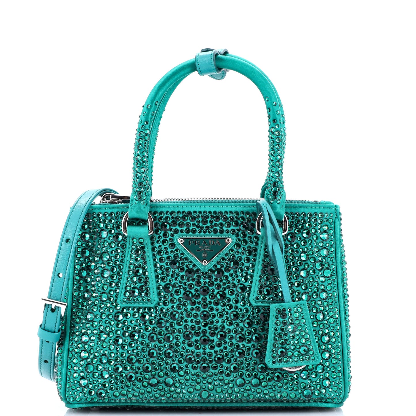 Galleria Double Zip Tote Crystal Embellished Satin Mini