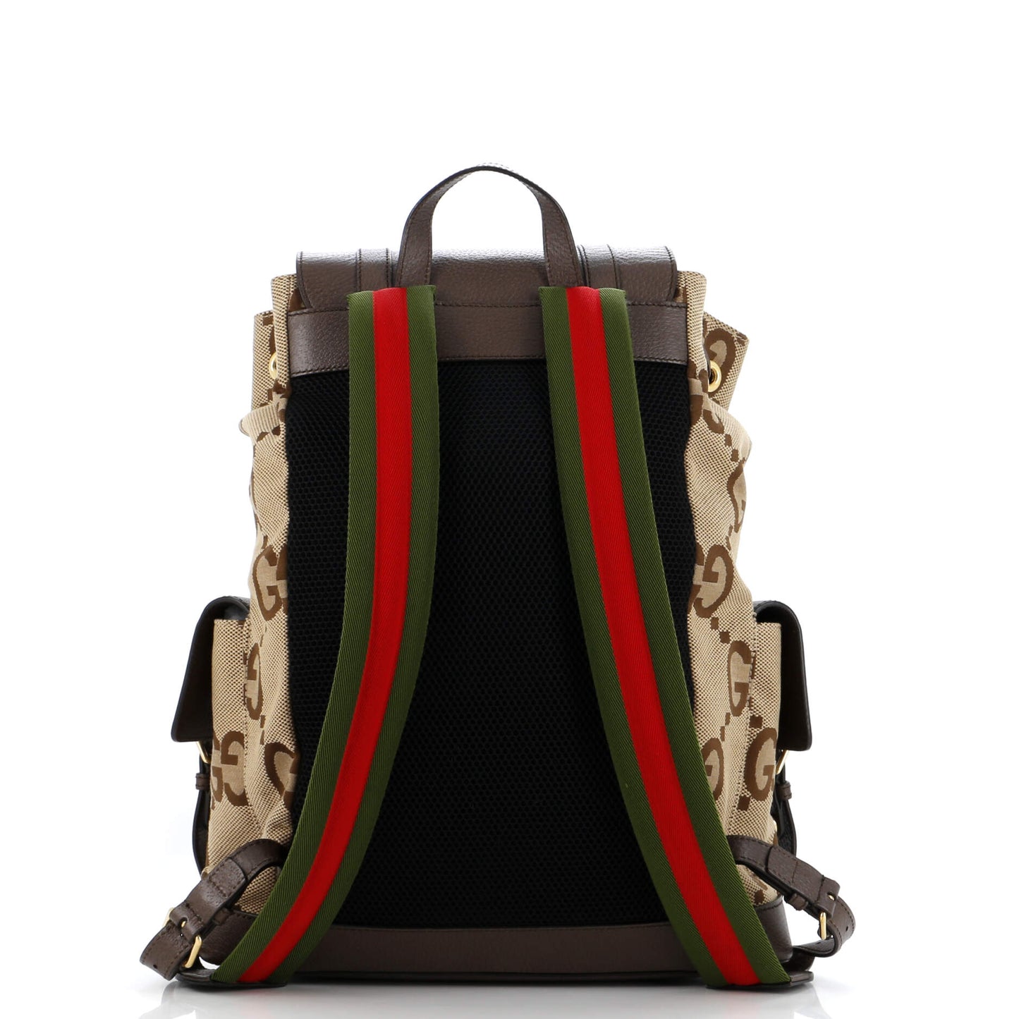 Double Pocket Belt Backpack Jumbo GG Canvas and Leather Large