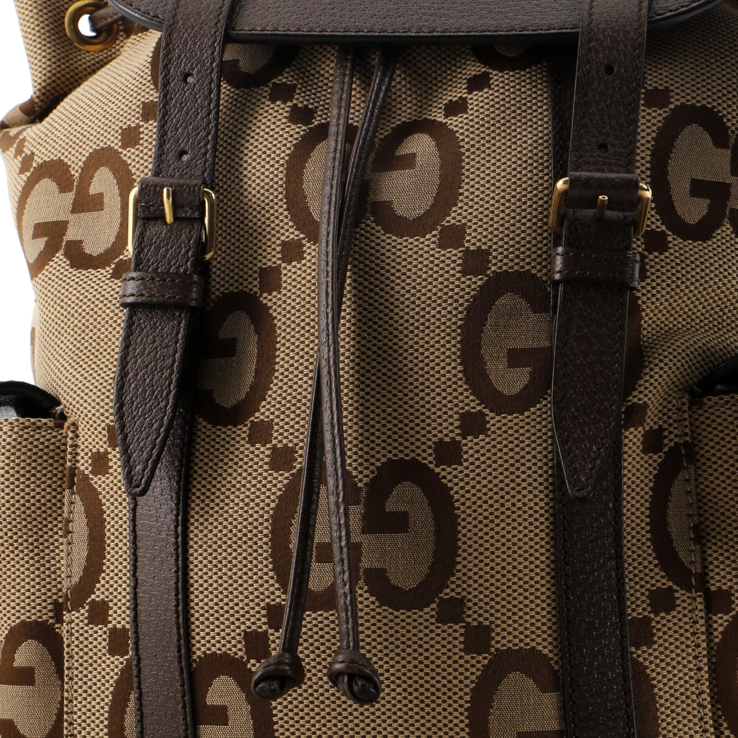 Double Pocket Belt Backpack Jumbo GG Canvas and Leather Large