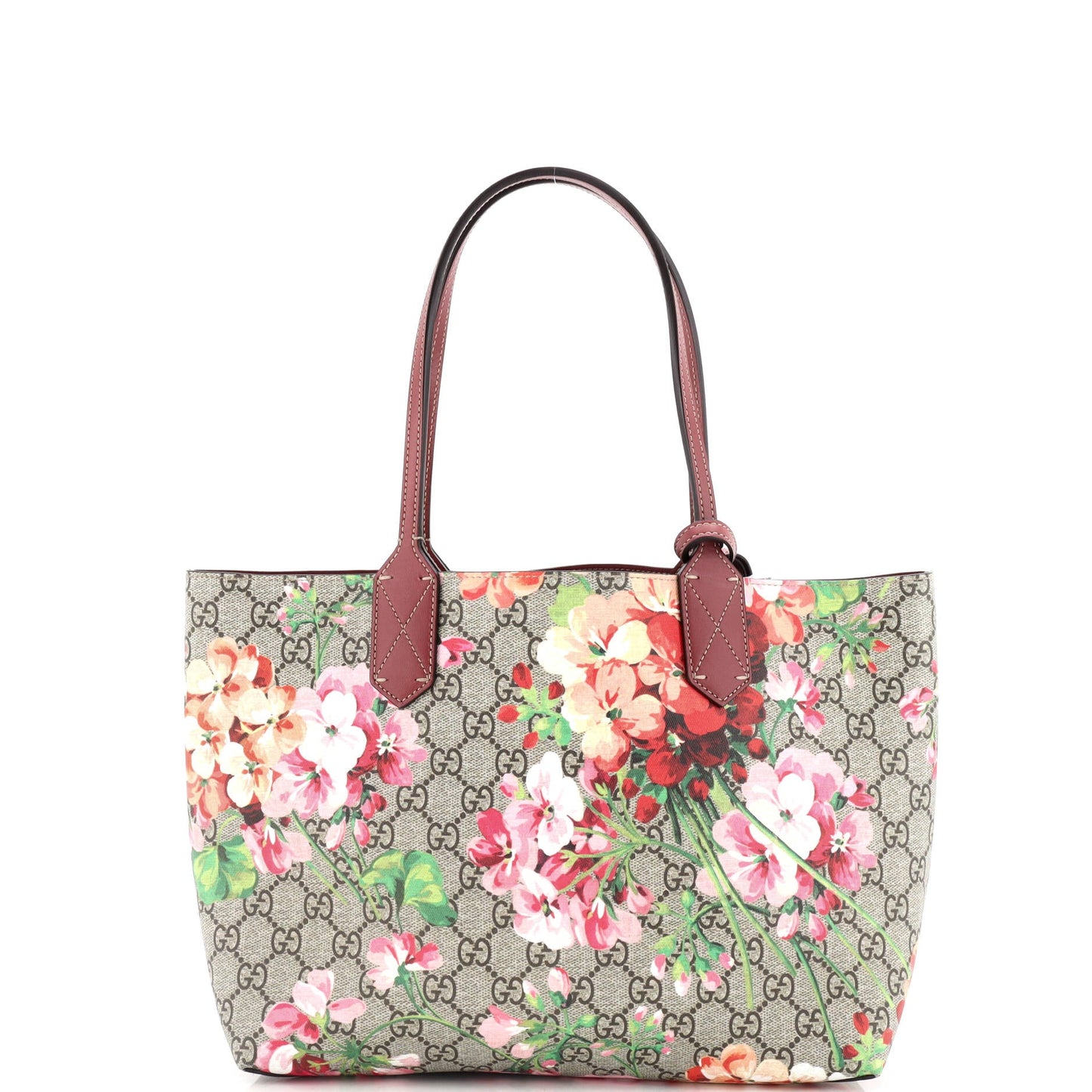 Reversible Tote Blooms Print Leather Small