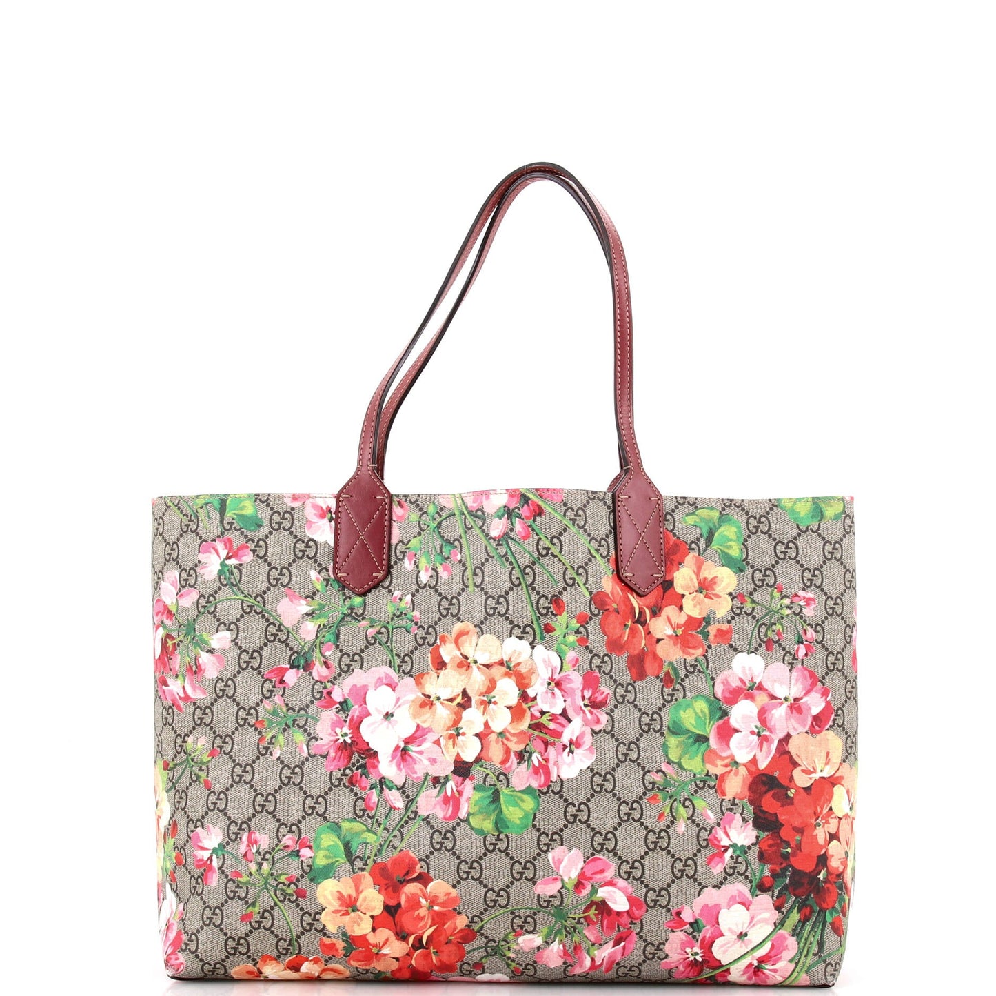 Reversible Tote Blooms GG Print Leather Medium