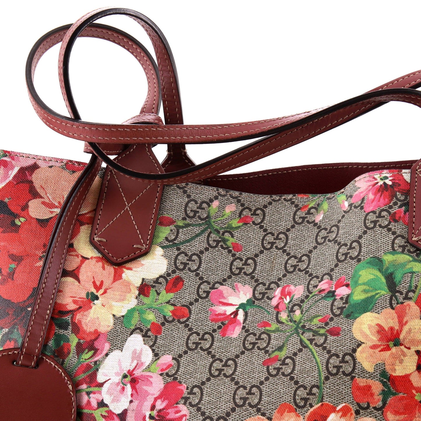 Reversible Tote Blooms GG Print Leather Medium