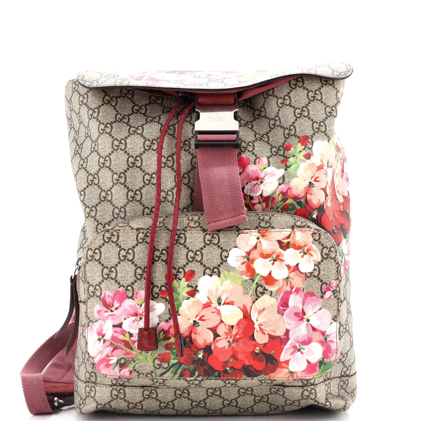 Buckle Backpack Blooms Print GG Coated Canvas Medium