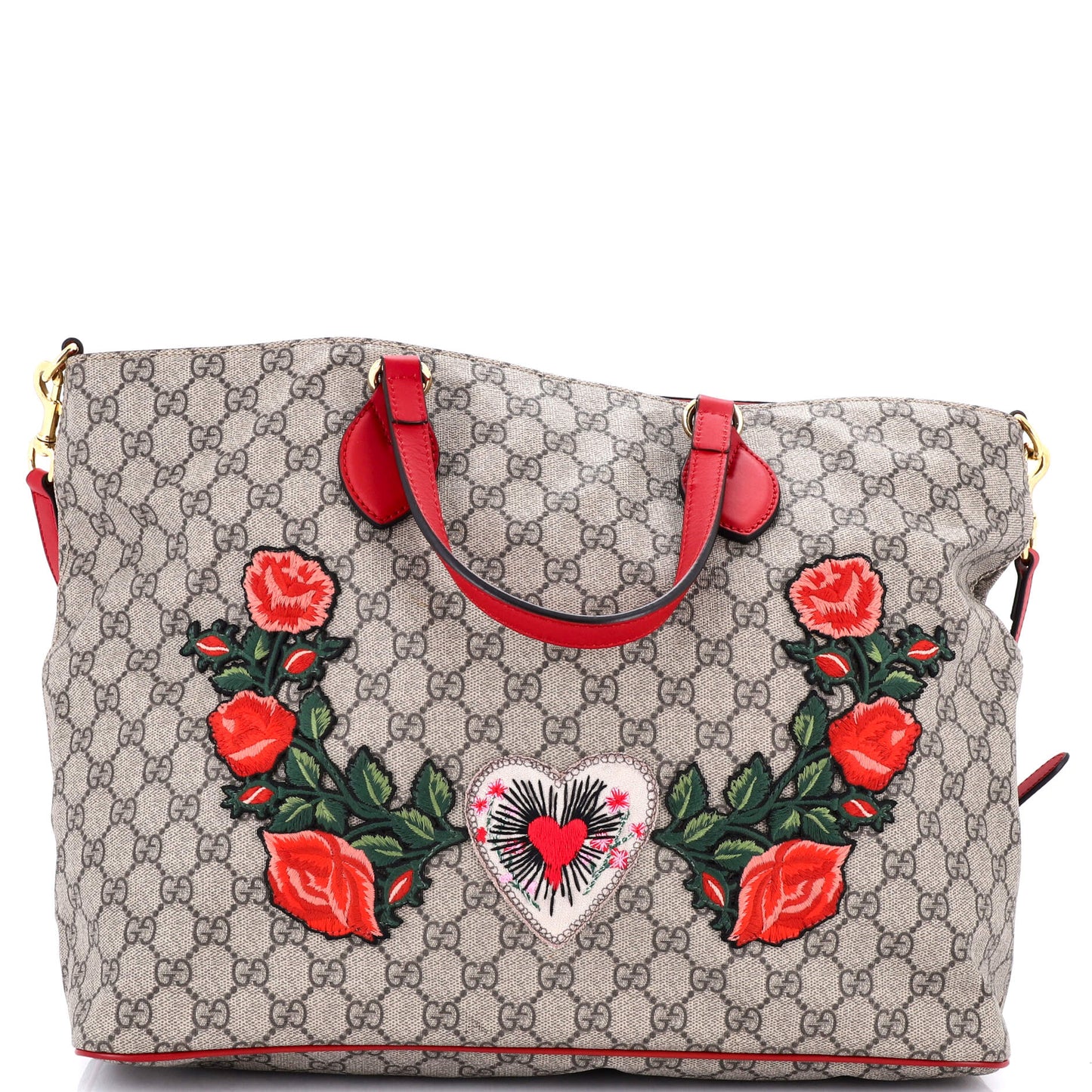 Convertible Soft Tote Embroidered GG Coated Canvas Medium